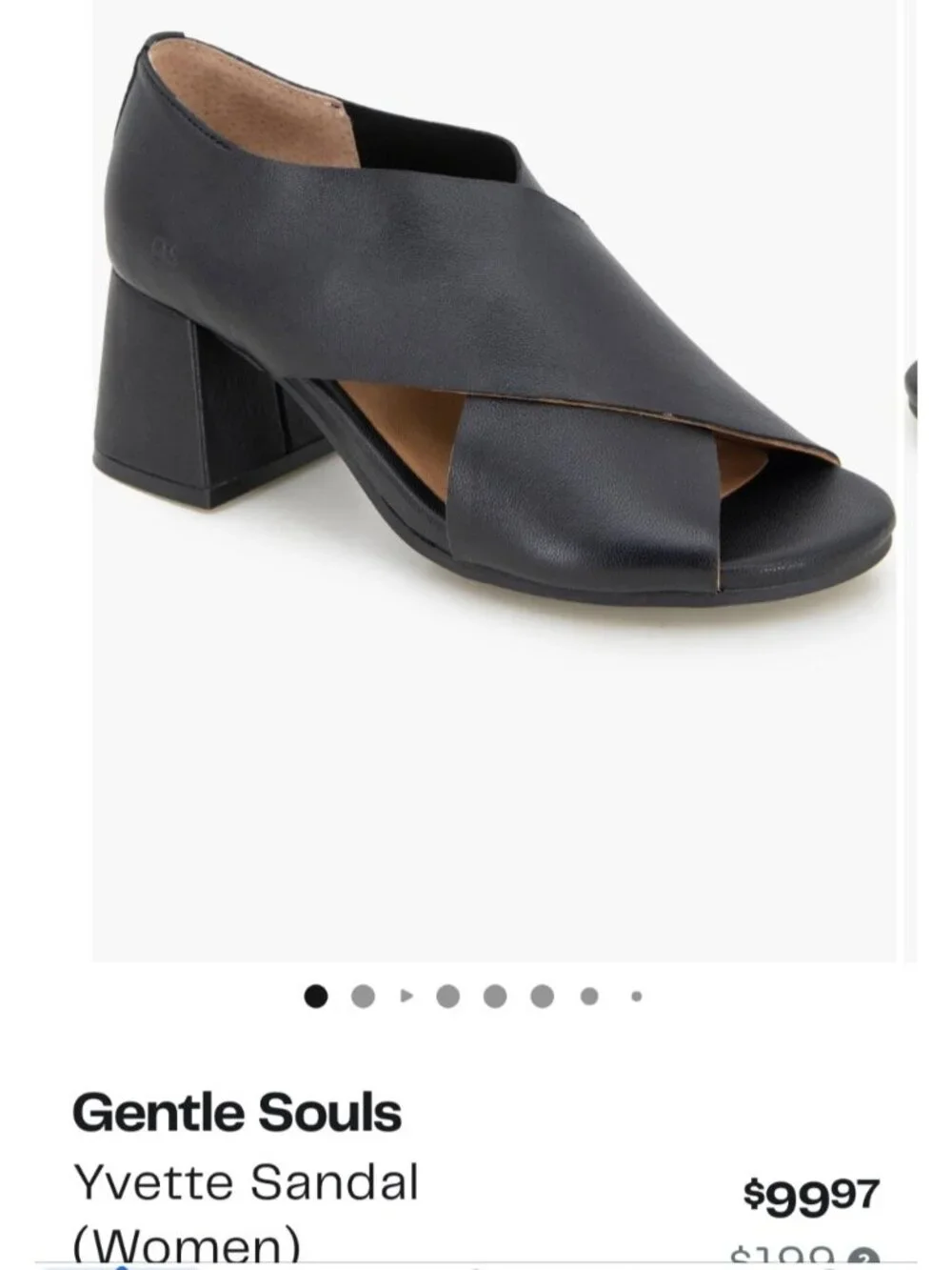 Gentle Souls Yvette Sandals Black Leather Chunky Heel Women Size 9.5